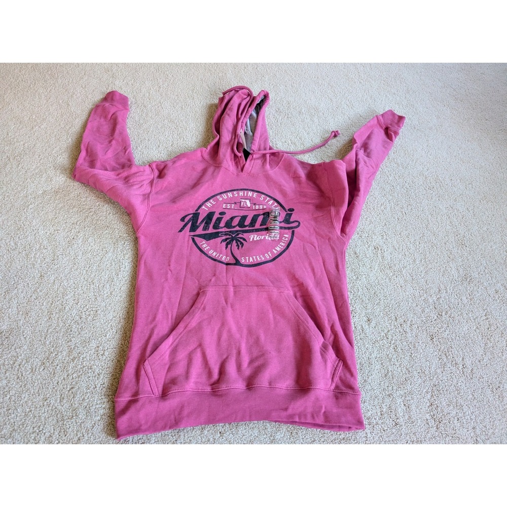 Miami Florida Pink Cozy Pullover Hoodie Womens Medium NWT HTR Berry